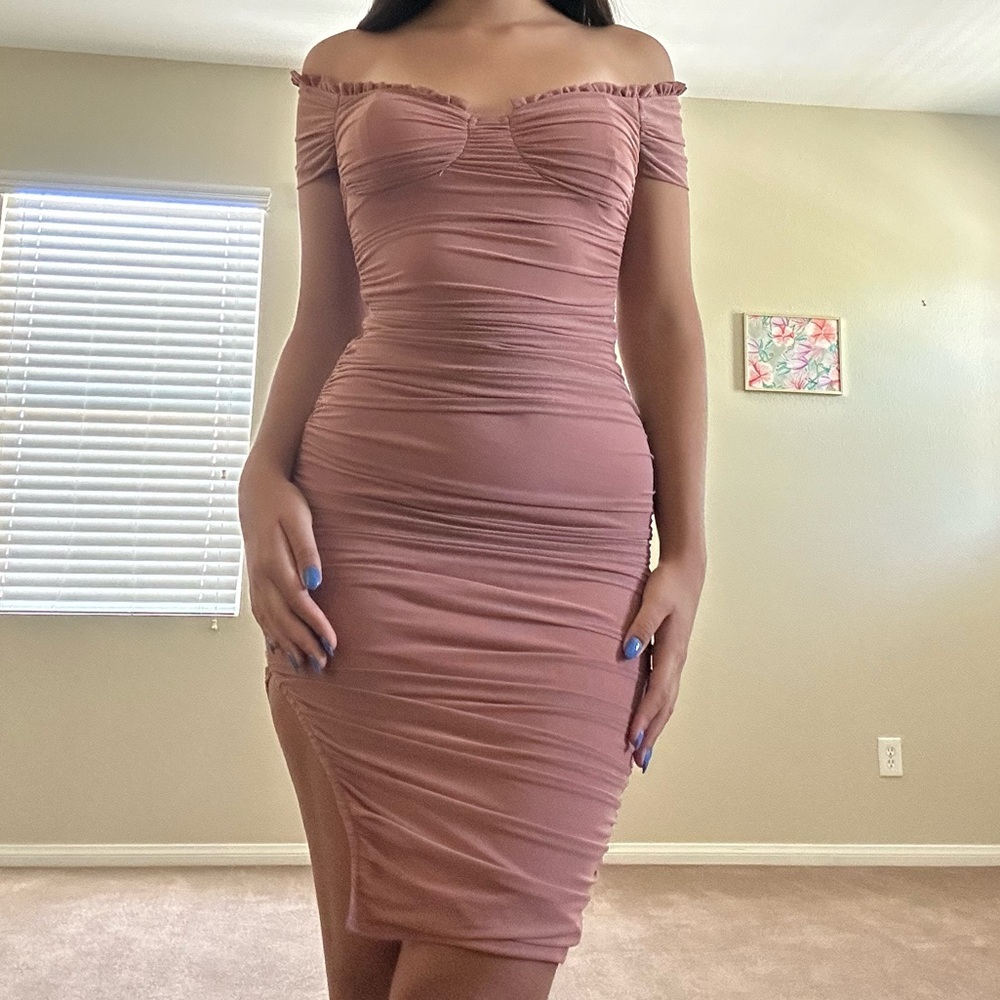 Windsor Off-Shoulder Pink Dress